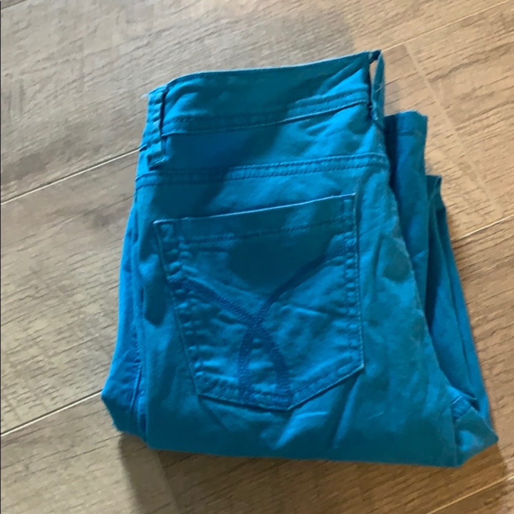 Calvin Klein bright blue cropped skinny jeans